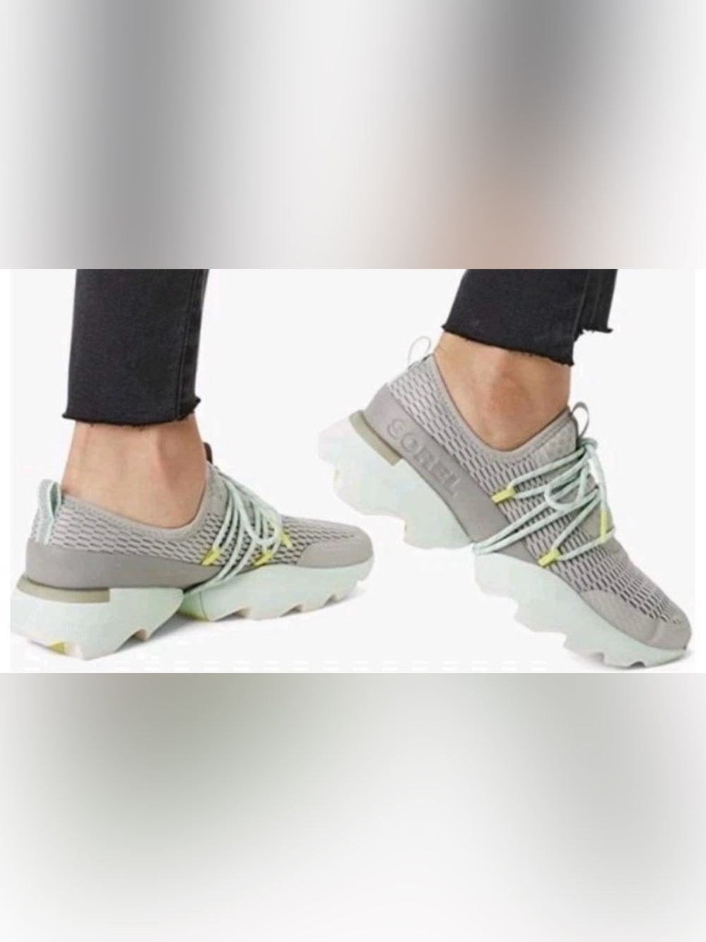 Sorel  Sneakers 9.5 Gray Green Kinetic Impact Lace Running Athletic